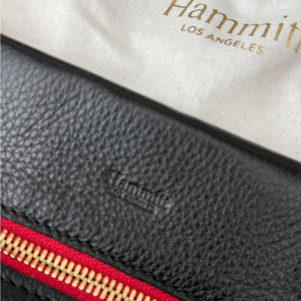 Hammitt Tony Small - Black Leather Crossbody with Gold Hardware & Red Zip Accent - Picture 6 of 10
